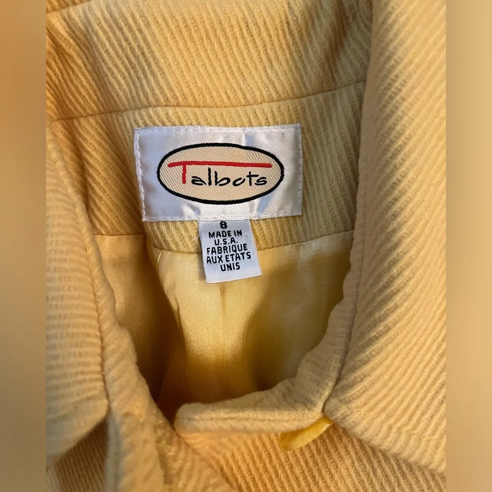Vintage Talbots Wool Coat in Yellow, Size 8 - Picture 2 of 6